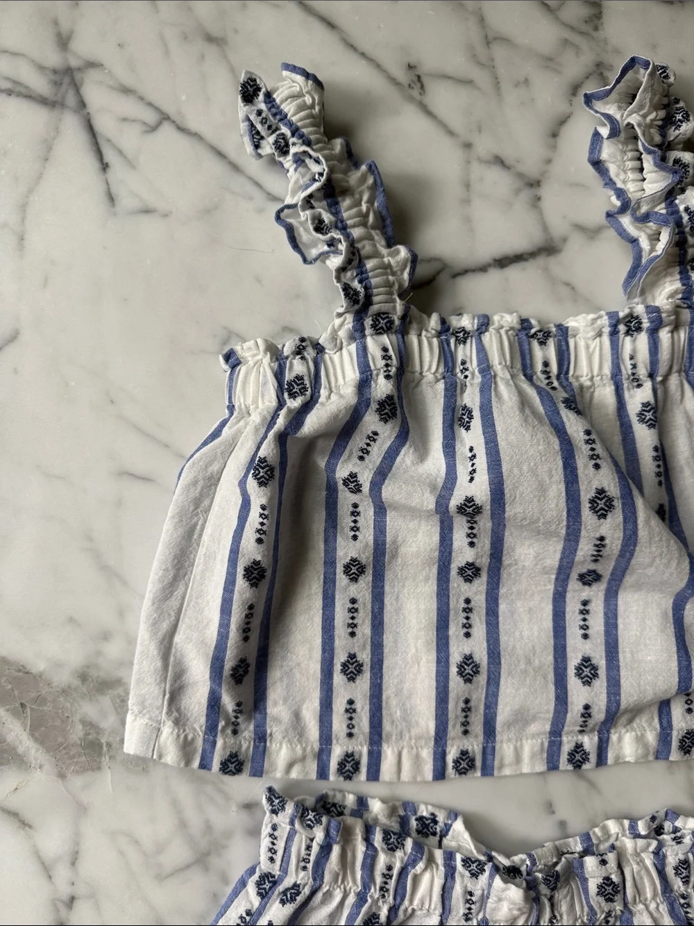 Kids Two-Piece Blue & White Striped Set Size 7
